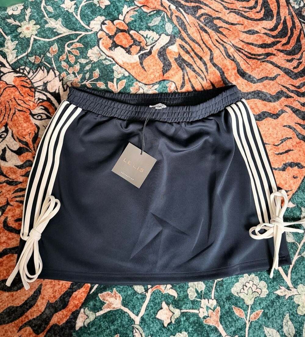 Cute Black & White Striped Side Tie Skirt Athletic Tennis Sport Skirt Size L